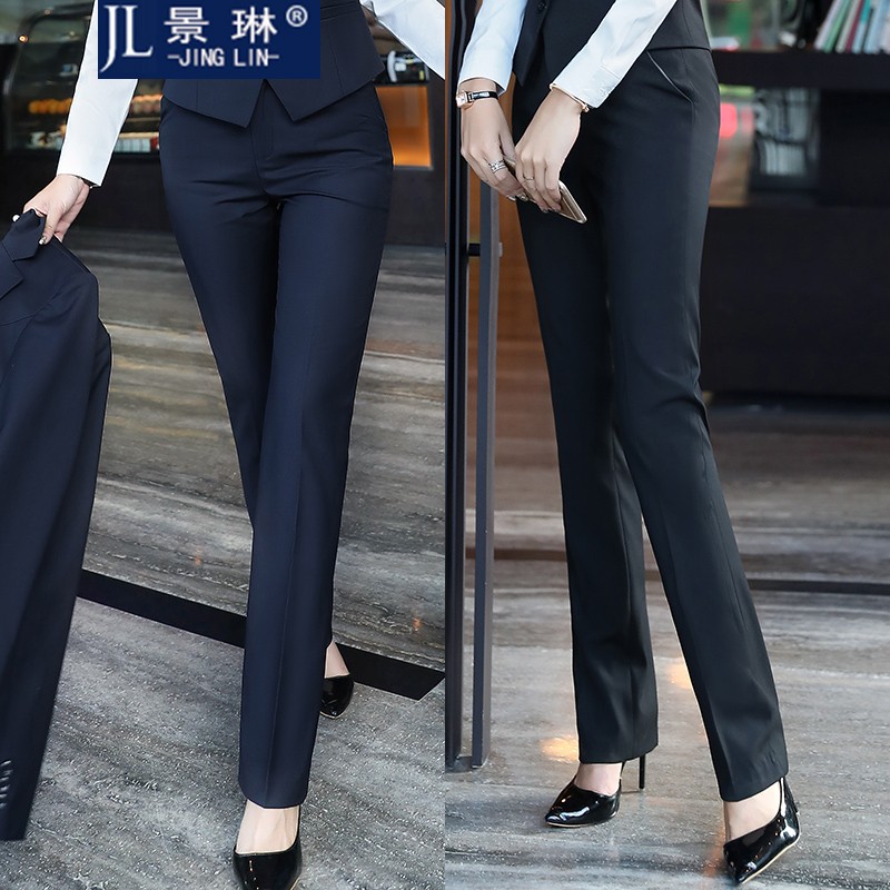 景琳西裤女直筒职业上班工作裤子黑色高端正装西服西装长裤女 单件常规厚度