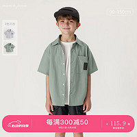 马克珍妮【超轻速干】男童工装户外Polo短袖衬衫夏装240526 灰绿色 100cm
