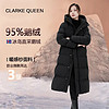 CLARKE QUEEN95%白鹅绒羽绒服女长款过膝宽松加厚外套潮 黑色 2XL（180-205斤卡码拍小）