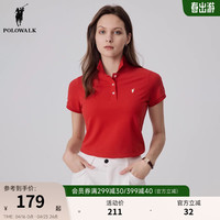 POLOWALK女士短袖POLO衫2024夏季多巴胺活力女士百搭翻领t恤 砖红 M
