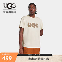 UGG夏季男士休闲舒适纯色字母LOGO圆领短袖泡泡T恤1156450 CRM | 乳白色 S