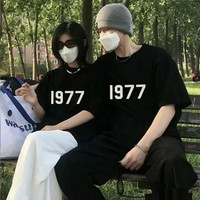 EAGLE ESSENTIALS美式潮牌1977植绒短袖男女情侣纯棉T恤宽松休闲百搭半袖