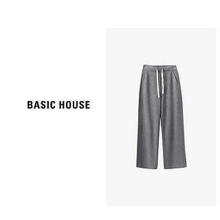 Basic House/百家好宽松百搭纯色秋冬时尚简约休闲裤B0633B5V362 卡其 XL