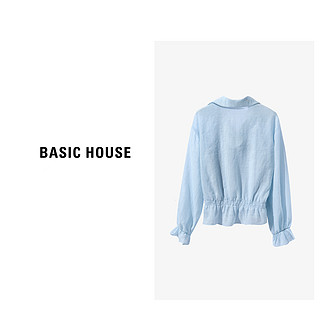 Basic House/百家好秋季时尚气质小众翻领长袖衬衫B0623H54682 黑色 M110-120斤