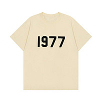 EAGLE ESSENTIALS美式潮牌1977植绒短袖男女纯棉T恤宽松休闲百搭半袖 杏色 XL