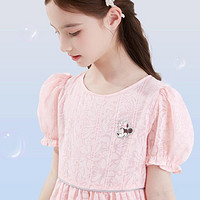 Disney 迪士尼 女童连衣裙2024新款夏装儿童裙子凉爽白色大童