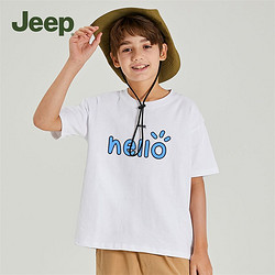 Jeep 吉普 童装儿童短袖夏装2024新款夏季字母轻便男童纯棉休闲t恤