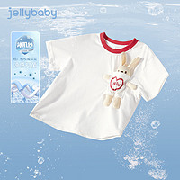 百亿补贴：JELLYBABY 杰里贝比小女孩白色上衣宝宝夏装儿童短袖打底衫夏季3一岁女童t恤