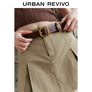 URBAN REVIVO 女士时尚编织纹理棉质短款无袖针织背心 UWL940065 深棕色  S