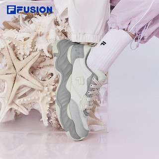 FILA FUSION斐乐潮牌女鞋STARFISH II厚底潮鞋2024夏季帆布鞋 奶白/南极灰-GA 39