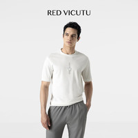 威可多(VICUTU)男士短袖T恤24年夏季舒适凉爽休闲白色圆领半袖VRW24264992 白色 170/88A
