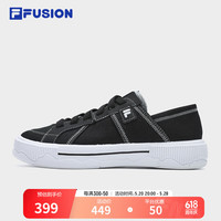FILA FUSION斐乐潮牌女鞋POP III SE滑板生活鞋2024夏帆布鞋 黑/雪白-BS 38