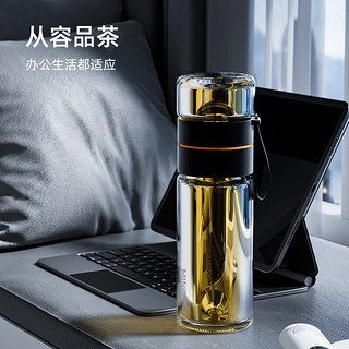 名创优品（MINISO）水杯玻璃杯大容量茶水分离杯子便携男女泡茶杯300mL 粉色 茶水分离双层玻璃杯300mL 粉色