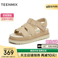 天美意凉鞋女时尚百搭运动通勤魔术贴休闲鞋2024夏KX006BL4