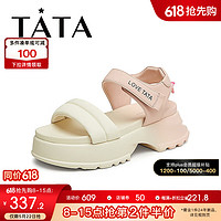 他她（TATA）渐变色厚底凉鞋女鞋户外休闲运动凉鞋2024夏WR401BL4 粉/米白 36