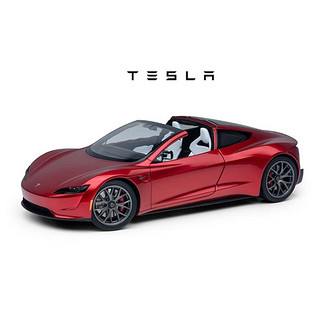 1:24特斯拉Roadster敞篷式轿跑模型 顶棚可拆卸+特斯拉充电桩+新能源车牌定制