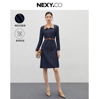 NEXY.CO 奈蔻 翻领连衣裙女设计感显瘦直筒裙