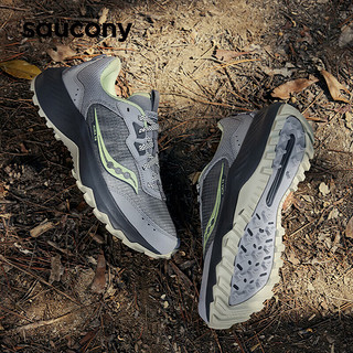 Saucony索康尼奥拉越野跑鞋女减震耐磨户外徒步跑山鞋灰绿40