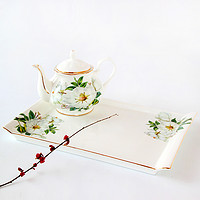 品来运 欧式陶瓷茶盘茶托 英式下午茶茶盘欧式茶具配套茶盘 茶花茶盘