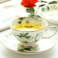 品来运 小清新办公室茶杯陶瓷咖啡杯碟套装欧式下午茶具田园风花茶杯 茶花 杯碟（1套）