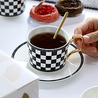 瓷侠客 陶瓷轻奢咖啡杯套装欧式精致下午茶具高档骨瓷英式红茶杯碟勺 别具一格 杯碟+金勺