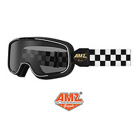 AMZ摩托车复古风镜3/4头盔男女通用护目镜机车骑行眼镜全盔防护镜 （茶色+透明镜片）