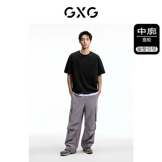 GXG奥莱黑色精致绣花圆领短袖T恤男士24夏新 黑色 185/XXL