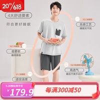 红豆居家（Hodohome）情侣睡衣女夏季新款短袖套头圆领可外穿家居服套装男