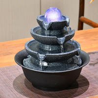 谢艺简约现代流水摆件循环水风水轮流转摆设假山喷泉盆景招财加湿器 尺寸:21.5*21.5*22厘米