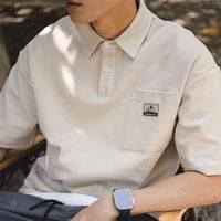 日系polo衫短袖男士夏季潮流翻领T恤宽松休闲半袖保罗体恤上衣男