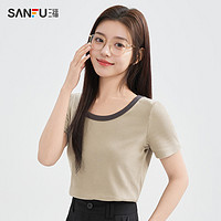 SANFU 三福 短T恤2024夏季 圆领修身短款时尚短袖上衣女装480734