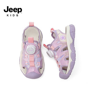 Jeep吉普儿童运动凉鞋夏款男童沙滩鞋2024中大童包头软底溯溪鞋 粉紫色 34码 鞋内长约21.4cm