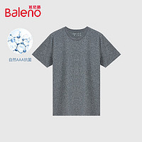 Baleno 班尼路 2022春季休闲纯色圆领T恤男短袖打底衫抗菌短袖 1A3花灰 M