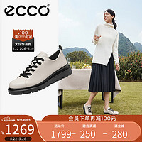 ecco 爱步 乐福鞋女 英伦小皮鞋厚底松糕鞋 新潮216203 米色38