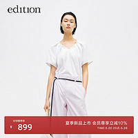 editionT恤女2024夏季法式插肩袖小众设计感V领气质短袖上衣 漂白色 S/160