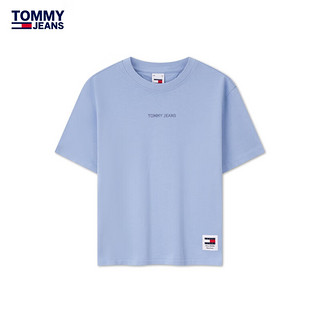 TOMMY JEANS24春夏女装纯棉重磅针织刺绣短款短袖T恤DW0DW17837 蓝色C3S S