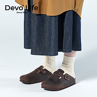 Devo 的沃 软木拖鞋女休闲包头半包半拖套脚时尚复古日系文艺3624