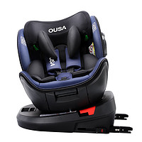 OUSA 欧萨 儿童安全座椅电动汽车用0-4-12岁婴儿车载宝宝可坐可躺360度旋转 道奇蓝+侧防撞
