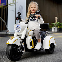 MUNBOT 明允 儿童电动摩托车小孩可坐大人带宝宝电瓶车男女双人亲子充电摩托车 标配白+脚踩油门+12V4.5电瓶 外观