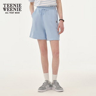 Teenie Weenie小熊女装2024夏装青春休闲运动短裤直筒短款卫裤 浅蓝色 155/XS