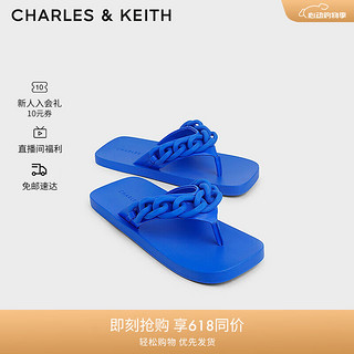 CHARLES&KEITH新款粗链条休闲夹趾外穿拖鞋女CK1-70380946