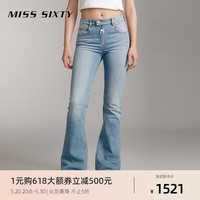 MISS SIXTY【土耳其牛仔】2024夏季牛仔裤女拉链设计高街微喇 中蓝-短版 27