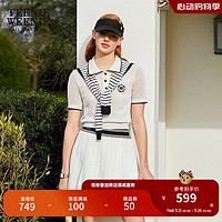 Teenie Weenie小熊女装2024新款夏季学院风时髦撞色网眼针织 白色 1