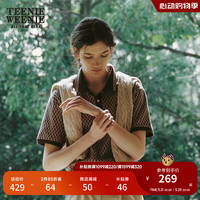 Teenie Weenie小熊女装2024夏装复古菱形格提花Polo衫短袖T恤 棕色 165/M