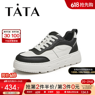 他她（TATA）2024秋厚底男休闲百搭板鞋OCR01CM4 黑/白 43