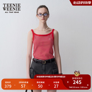 Teenie Weenie小熊2024年夏季条纹针织吊带外搭内穿打底多巴胺 红色 160/S
