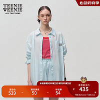 Teenie Weenie小熊卡通衬衫女2024夏季女衬衣 薄荷色 165/M