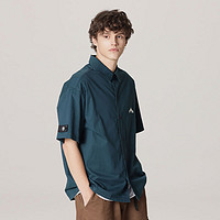 88VIP：HTHI 短袖衬衫男士夏季纯色工装休闲宽松衬衣