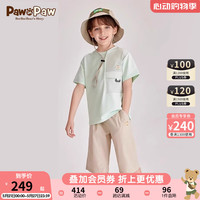 PawinPaw卡通小熊童装2024年夏季男女童儿童休闲时尚短袖套装 Green绿色/40 130