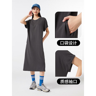 热风2024年秋季女士短袖直筒针织裙 01黑色 XL
